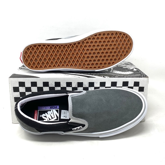 VANS Skate Slip On Shoes Suede Low Top Black Gray For Men Sneakers VN0A5FCAN42 - Picture 4 of 11